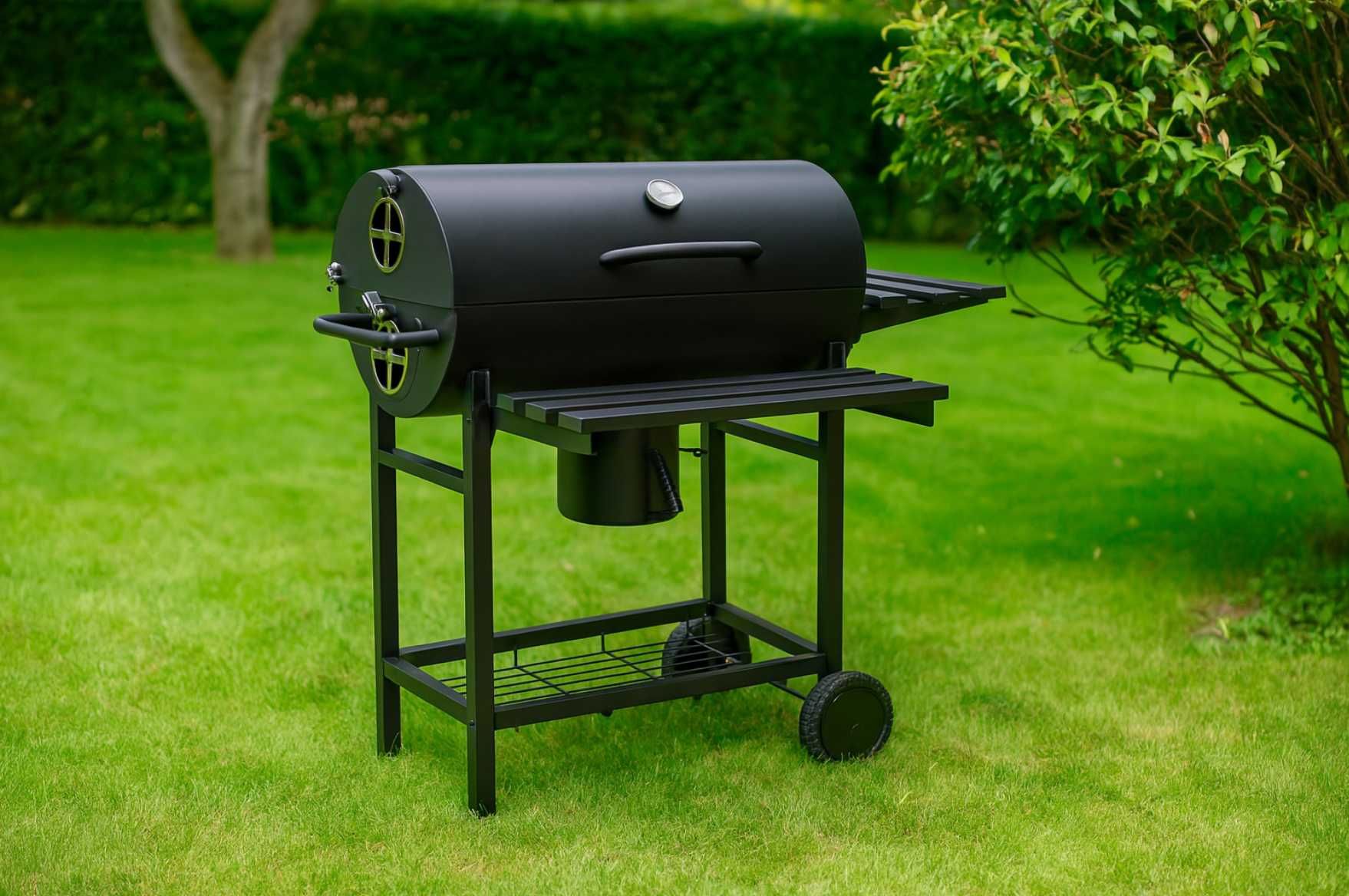 Profesjonalny Grill Węglowy – Beczka, 2 Ruszty, Termometr, Popielnik