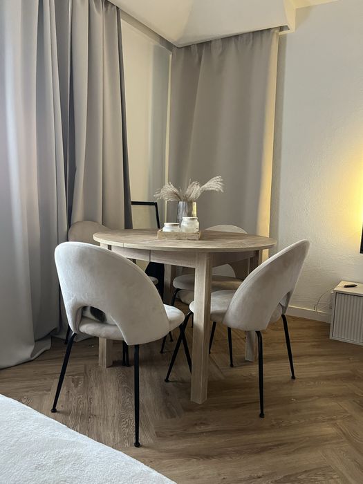 Stol okragly rozkladany 102-142 cm dab sonoma