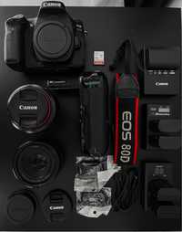 Canon EOS 80D + 2 lentes + acessorios (cartão, grip) + OFERTA mochila