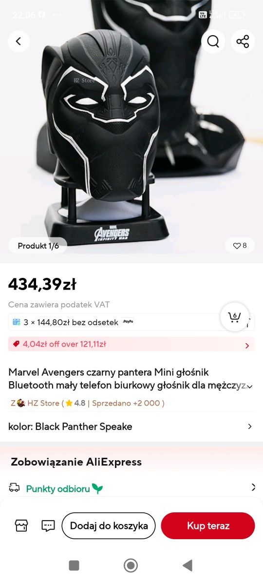 Głośnik bluetooth - czarna pantera