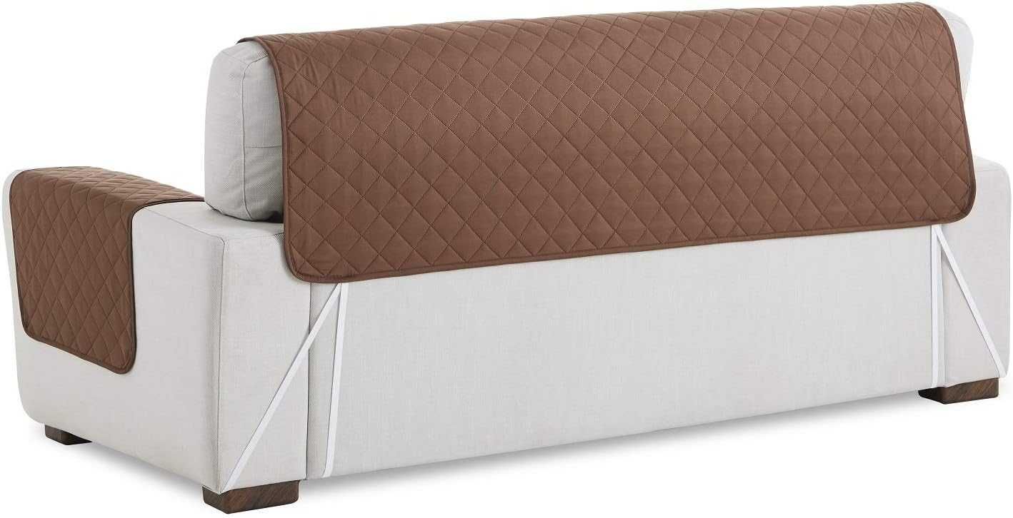 Textilhome Pokrowiec na sofę 3-osobowy, dwustronny brązowy 160 cm