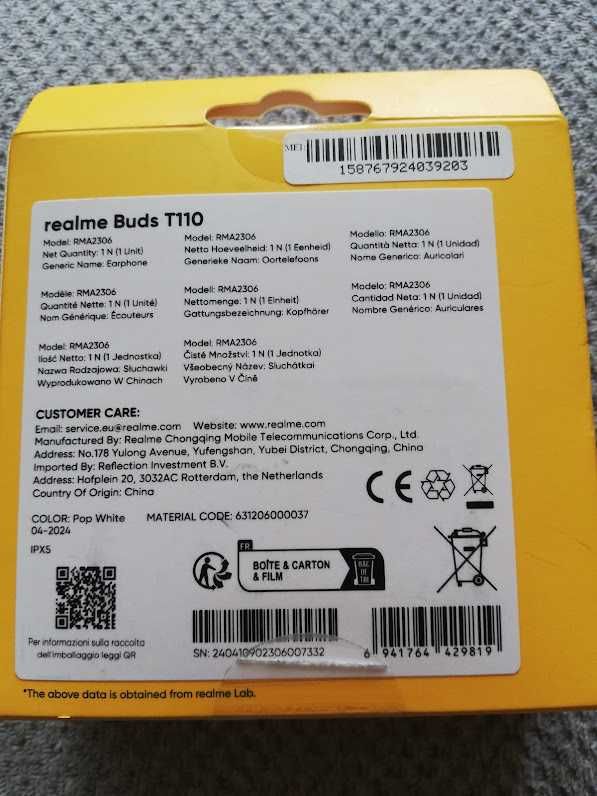 Nowe Słuchawki Realme T110