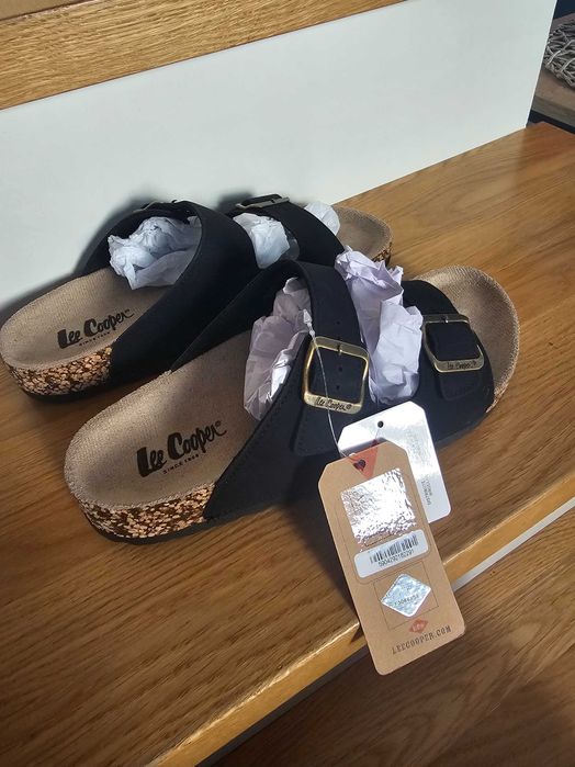 LEE Cooper klapki, czarne na korku, rozmiar 41, Unisex