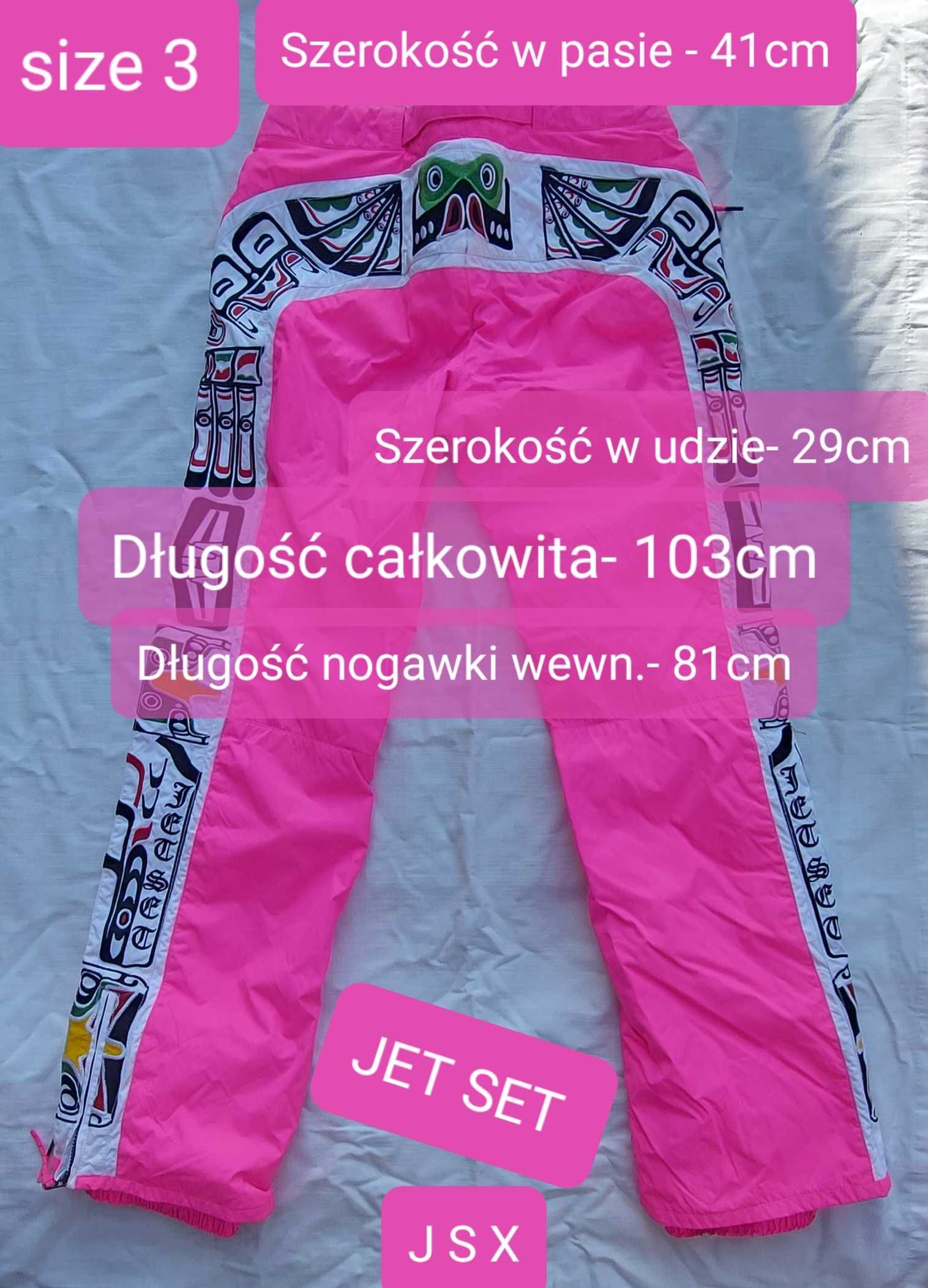 JET SET  spodnie narciarskie damskie snowbord kolorowe barbie pink M L