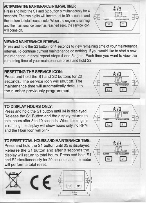 Digital working time tachometer with cover64283960818434123