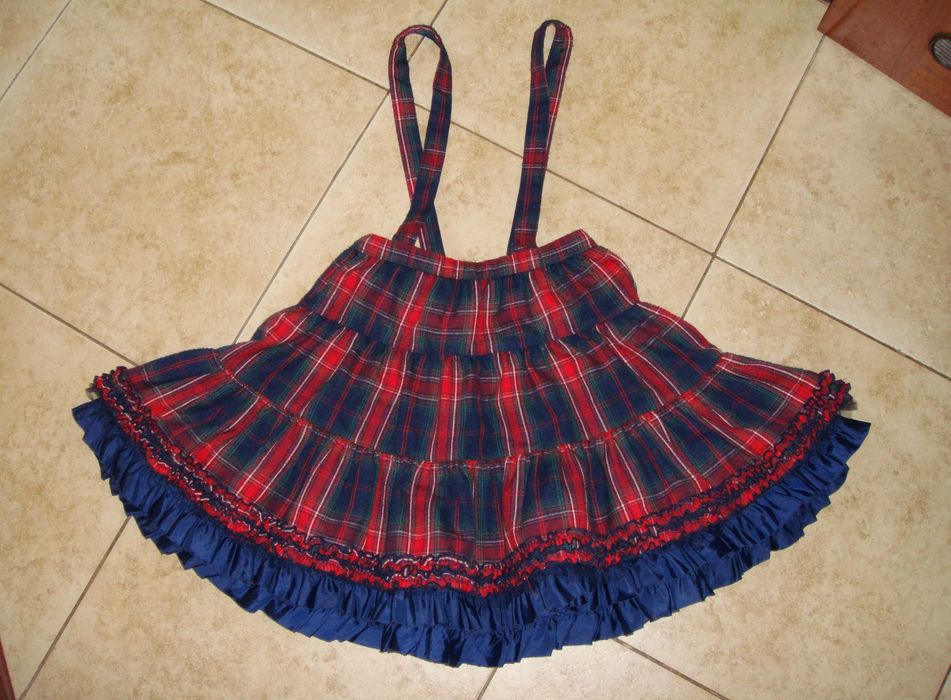 Детская клетчатая пышная юбка TU с лямками 146-152