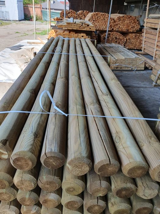 Palisada drewniana fi12cm 4m impregnowana bale kołki okrąglaki