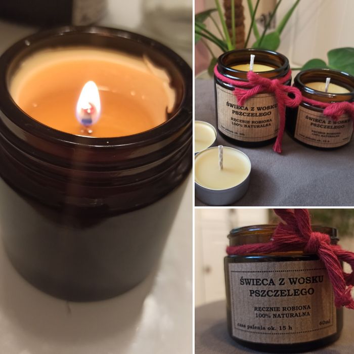 Świeca z wosku pszczelego w szkle, 120 ml ,  świeczki, świeczka
