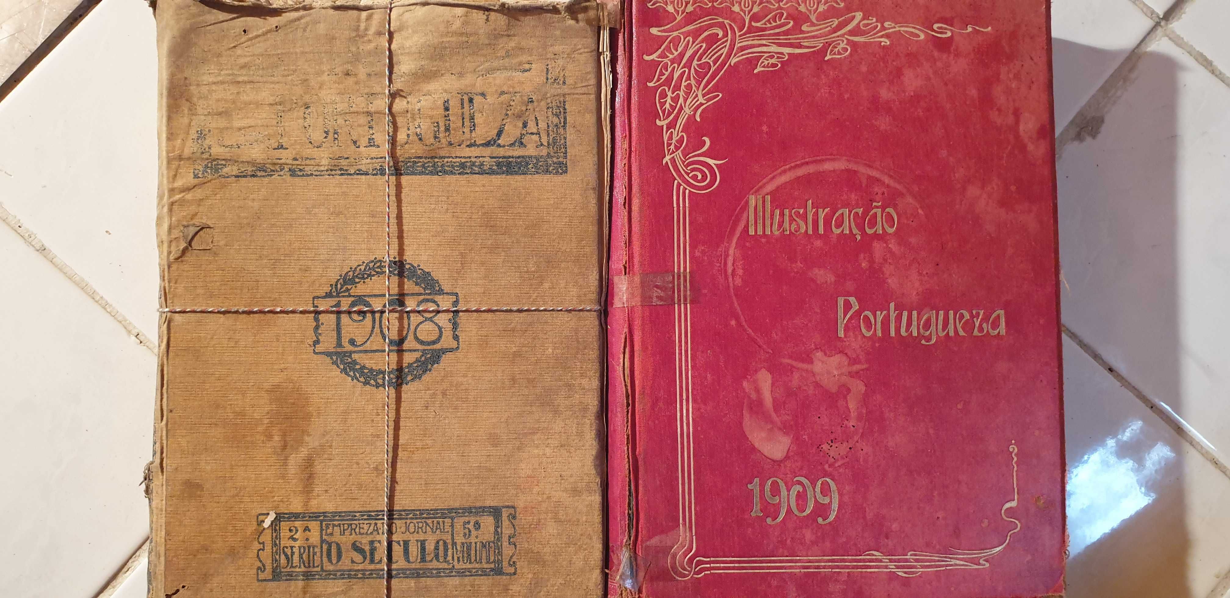 Ilustração Portuguesa. Revistas encadernadas de 1908 e 1909.