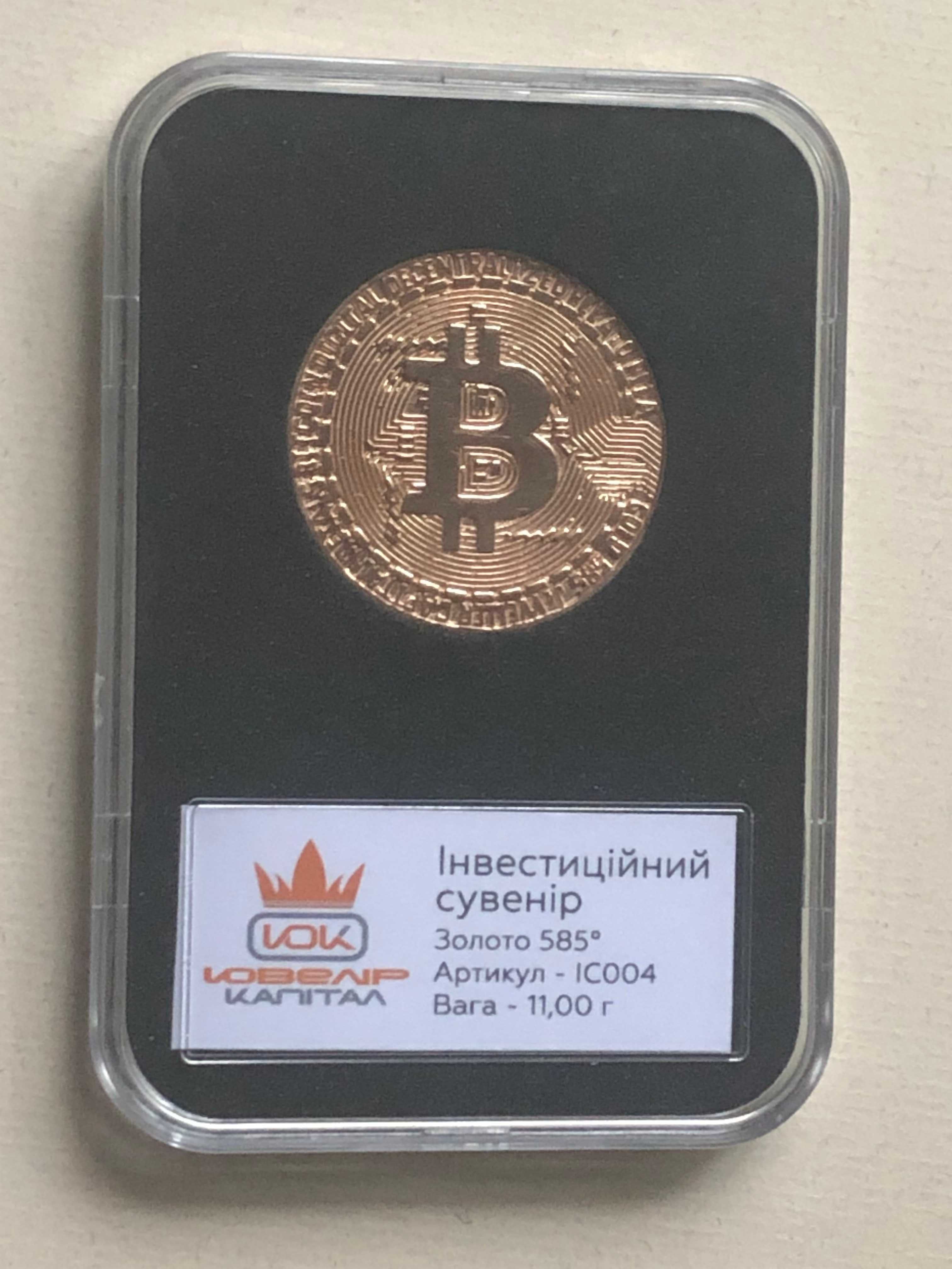 БИТКОИН ЗОЛОТО инвестиционная монета-сувенир вес 11гр PROOF 1й выпуск