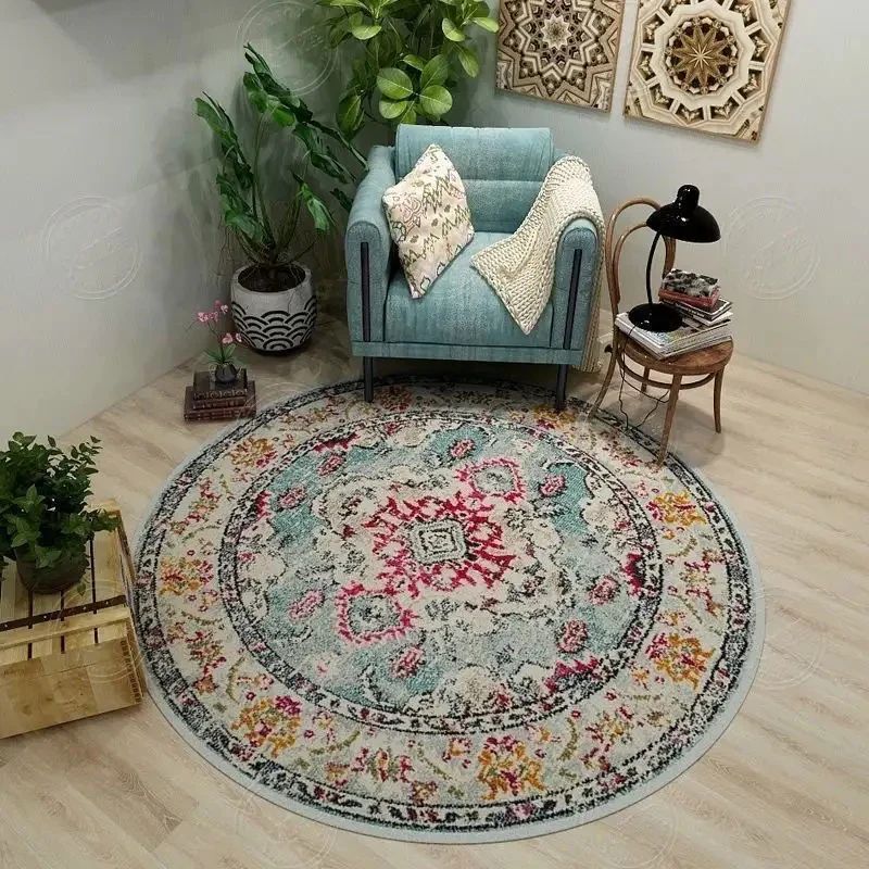 Dywan okrągły do salonu styl retro 120x120 vintage