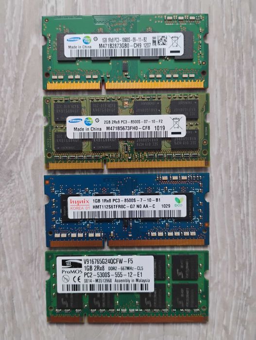 Pamięci RAM do Laptopa różne 4 szt.