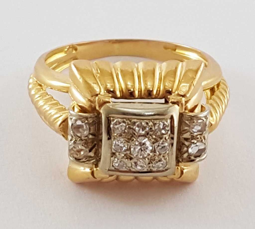 Złoty pierścionek Art deco z lat 20-tych XX wieku - Paryż