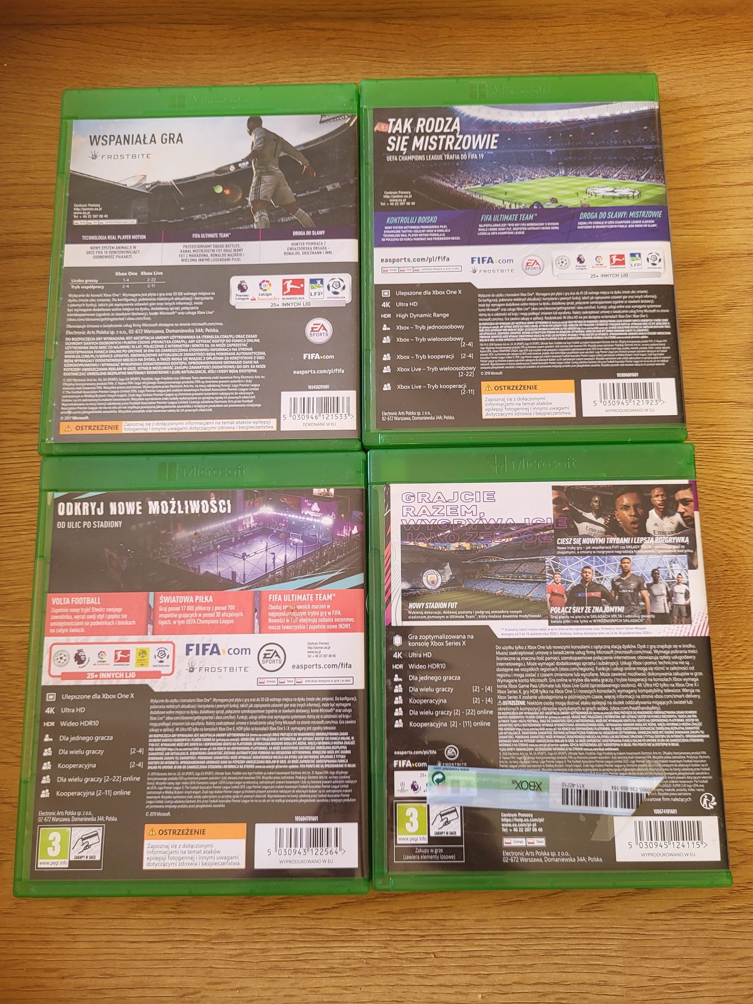 Fifa 18 Fifa 19 Fifa 20 Fifa 21 zestaw gier Xbox One