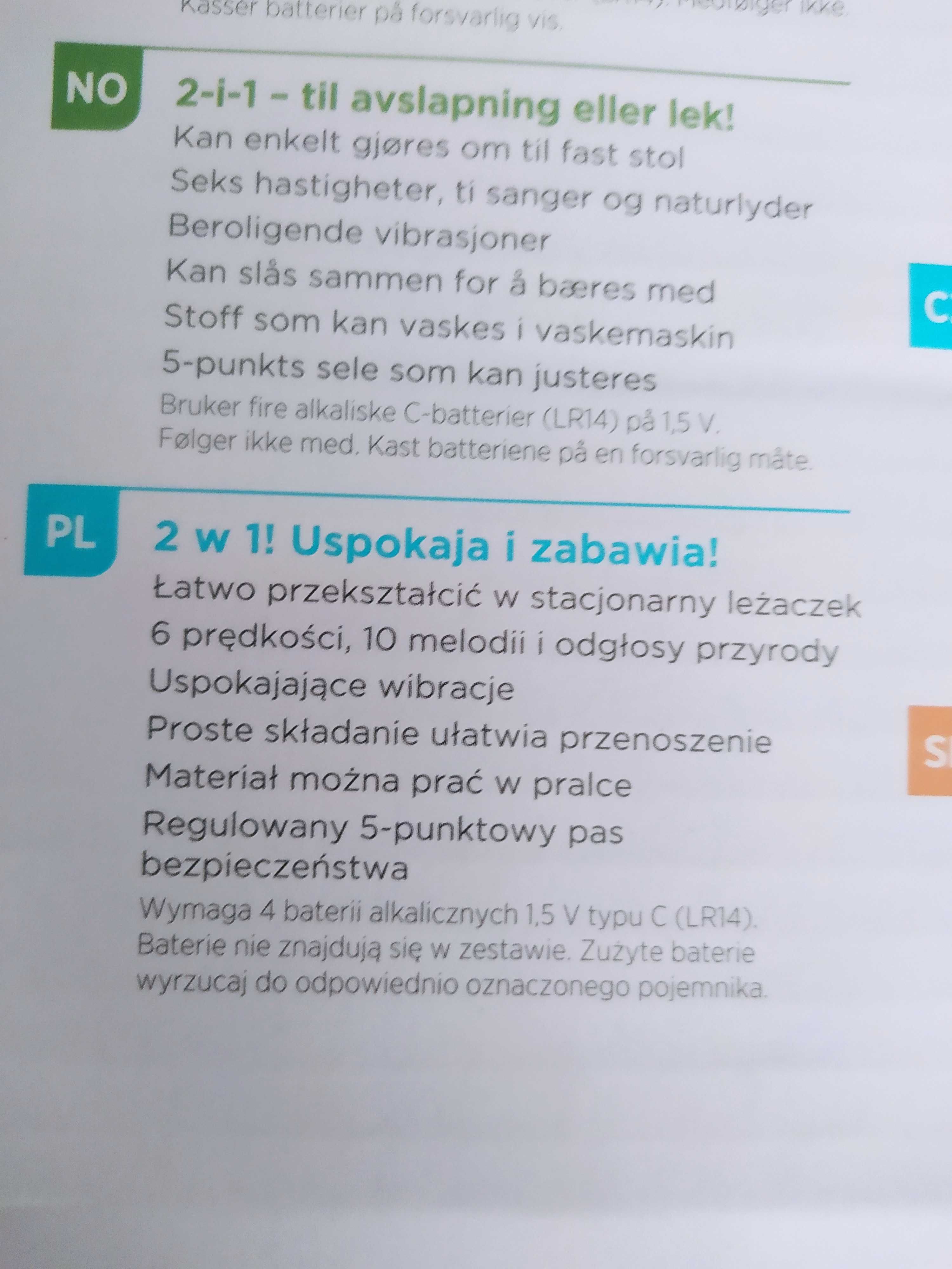 leżaczek bujaczek kołyska elektroniczna Fisher Price