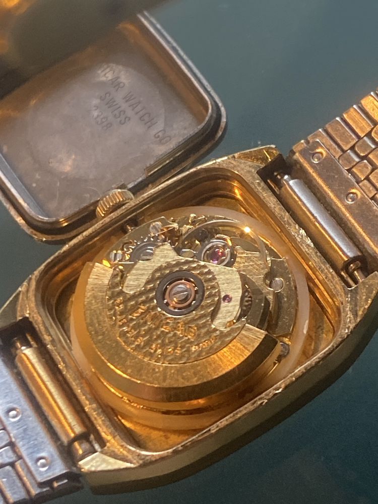 Enicar Automatic złocony damski zegarek szwajcarski Swiss Made sprawny