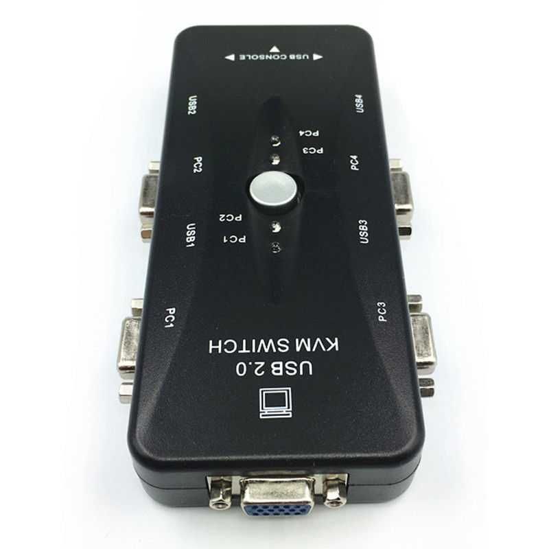 Comutador Switch KVM 4x PC's / VGA c/ USB p/ Impressora Teclado Rato