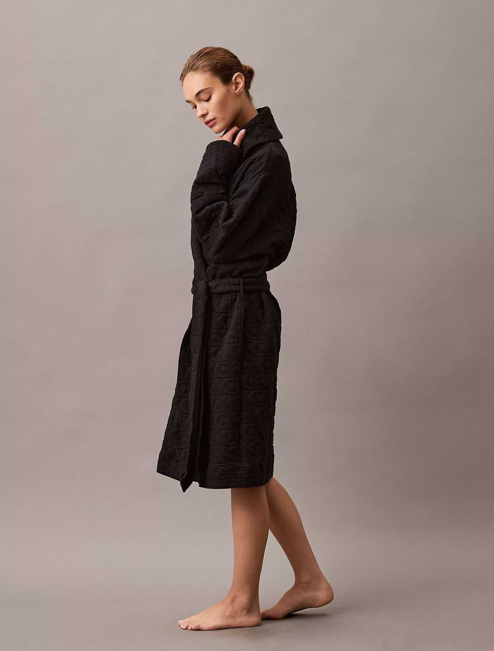 Женский стеганый халат calvin klein (ck mono logo robe) с америки xs-s