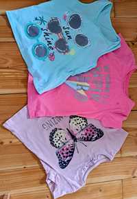 Trzy t-shirty dziecięce dziewczynka 116