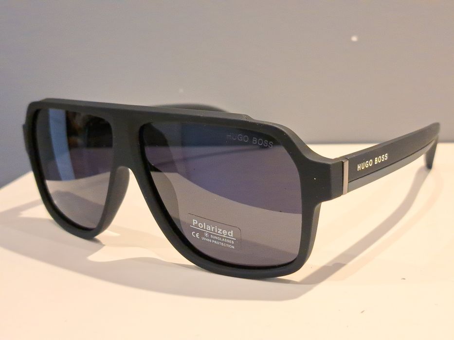HUGO BOSS męskie nowe okulary przeciwsłoneczne czarne polaryzacyjne