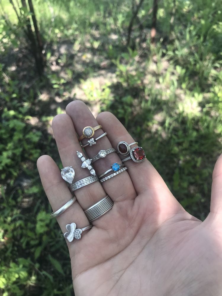 Кольца серьги серебро 925