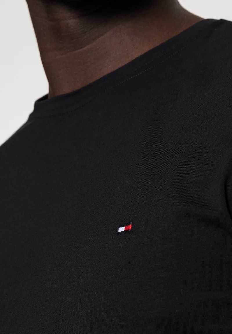 Oryginalna koszulka T-shirt TOMMY HILFIGER czarna czarny slim fit