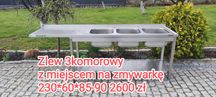 Zlew z miejscem na zmywarkę, zlew trzykomorowy, zlew z nierdzewki