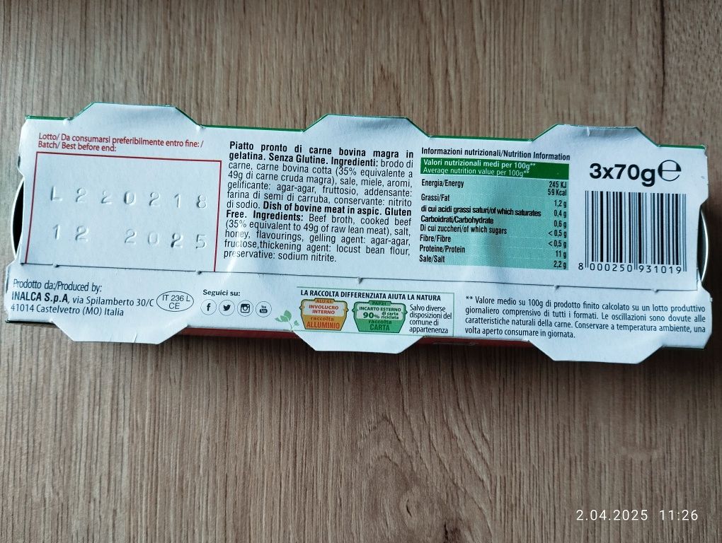 Montana wołowina w galarecie 48 szt x 70 G zgrzewka