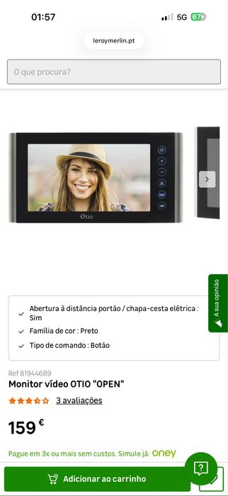 VIDEOPORTEIRO OTIO OPEN novo e selado na caixa original