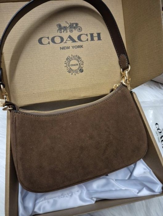 Сумка коричнева замш 24×15 см