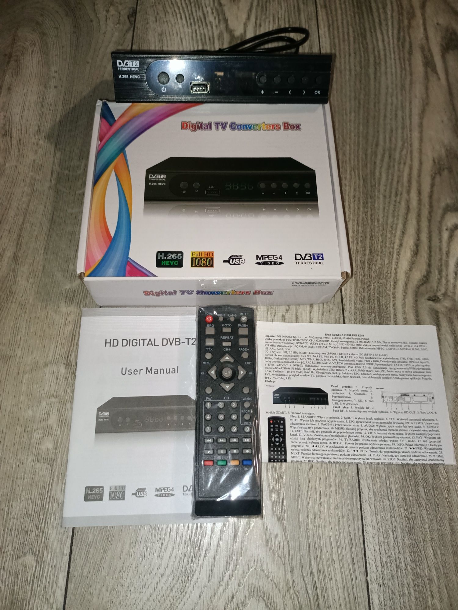 Dekoder Tuner Dvb-T2 Retoo E255 H.265