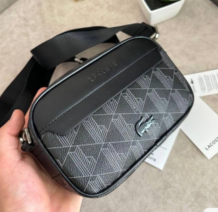 Сумка лакоста, сумка Lacoste classic, чоловіча сумка, чорна сумка чоло