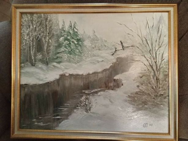 Картины, "Зима", размер 50*40 см, холст, масто картина оформл. в раму