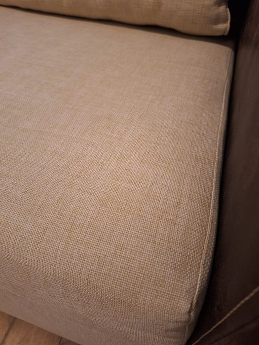 Narożnik rogówka kremowy len ekoskóra boczki 240x140