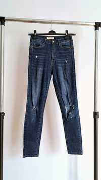Spodnie jeansowe rurki skinny jeans z dziurami basic M 38 Tally Weijl