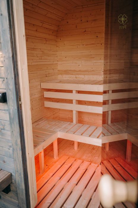 Sauna ogrodowa beczka QUADRO z piecem i oświetleniem