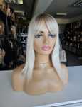 Topper mleczny platynowy blond z odrostem i grzywką 40 cm Iwka