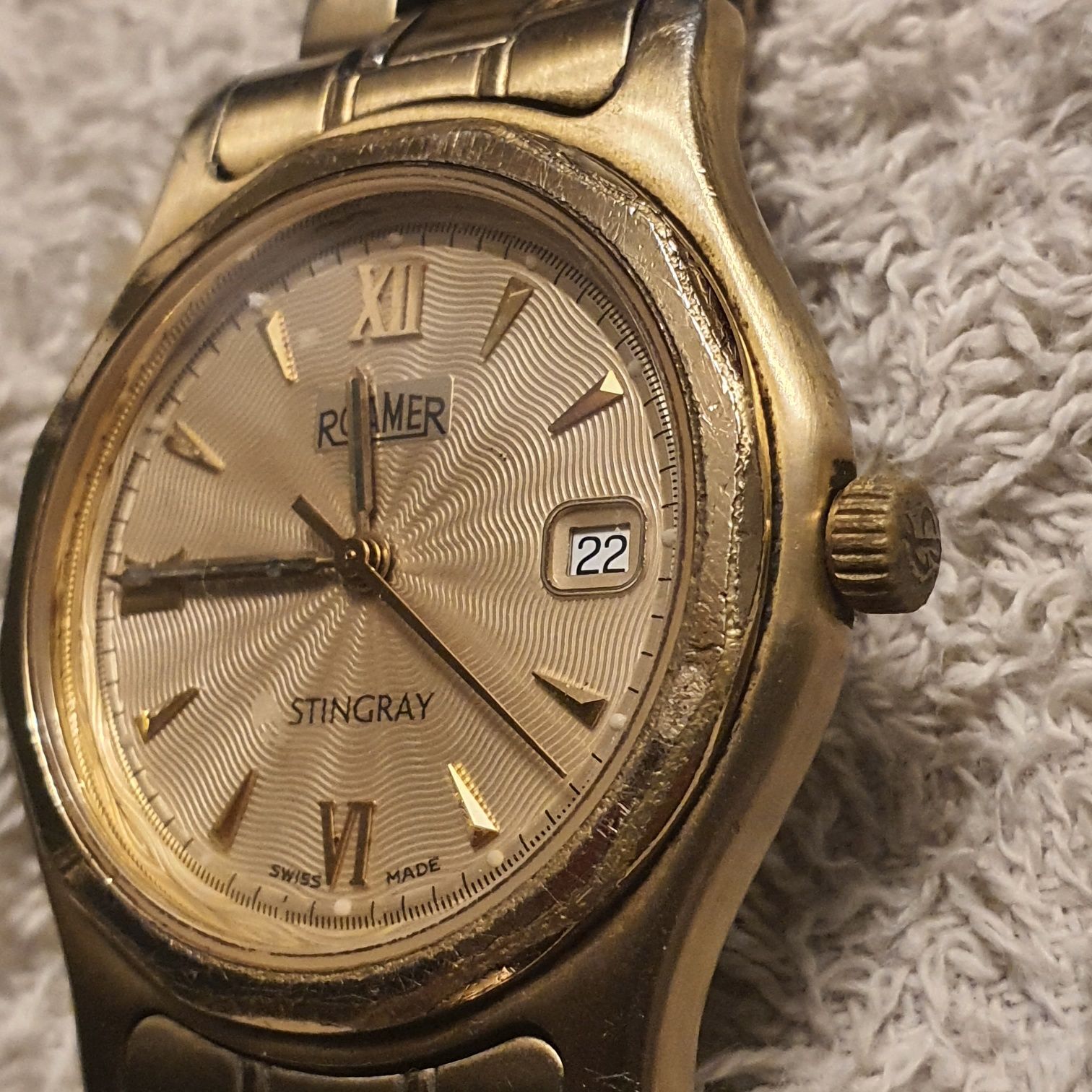 Roamer Zegar męski oryginalny, pozłacany. 30 mm.