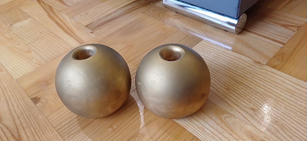 Świeczniki kule złote matowe