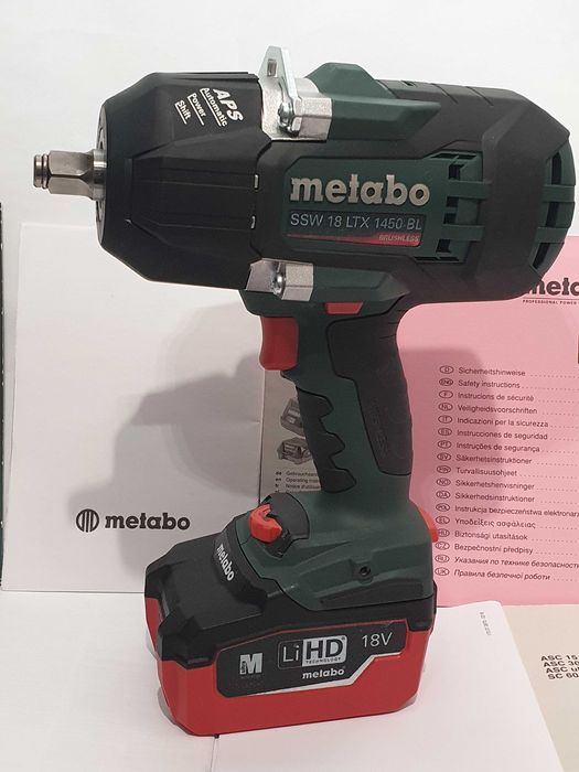 Komplet klucz  + aku 18v 6,2Ah METABO SSW 18 LTX 1450 BL moc 1900Nm