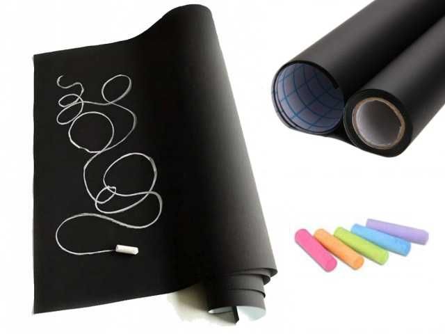 Samoprzylepna tablica kredowa duża na ścianę + kreda zestaw