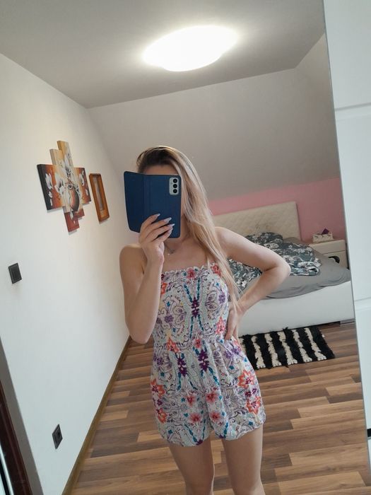 Kombinezon luzny przewiewny hiszpanka odkryte ramiona s m