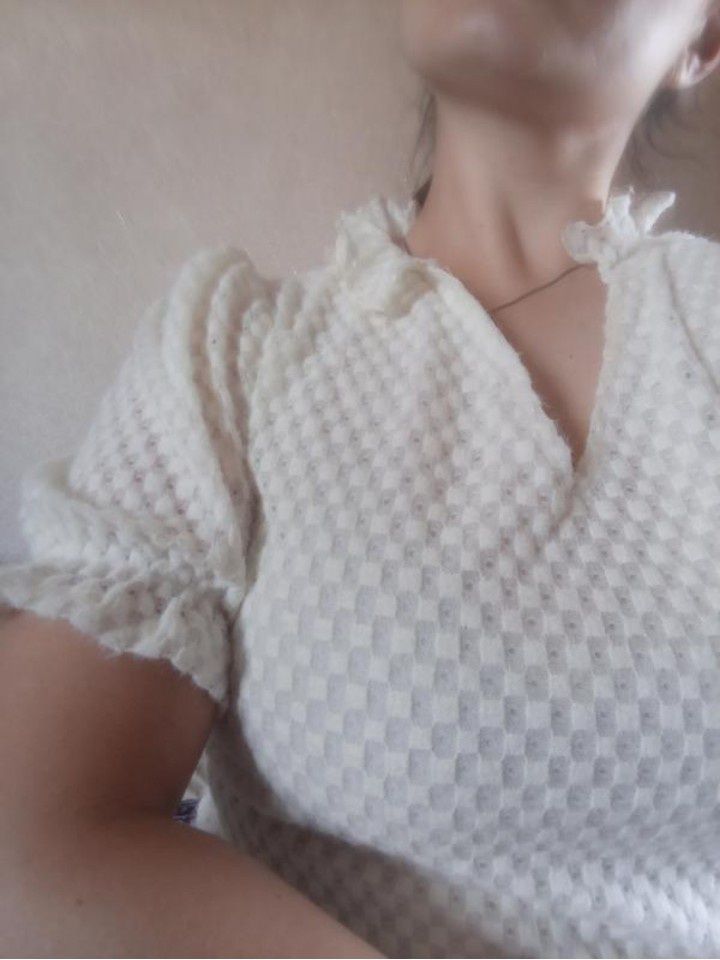Блуза,м'яка вязка, молочный,Shein