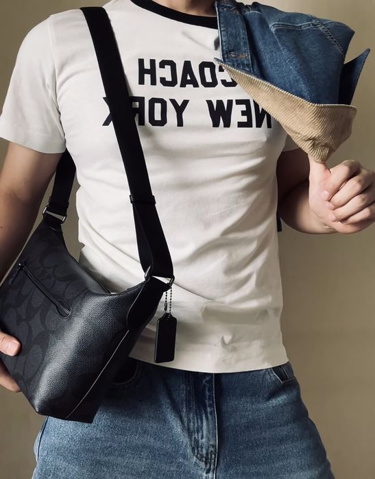 Coach finn men's hobo bag чоловіча мужская сумка