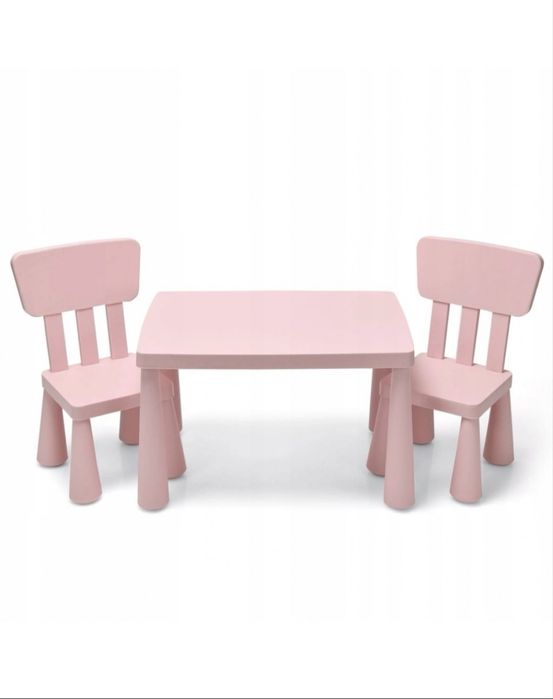Набір дитячий Стіл і два стільці IKEA MAMMUT рожевого кольору