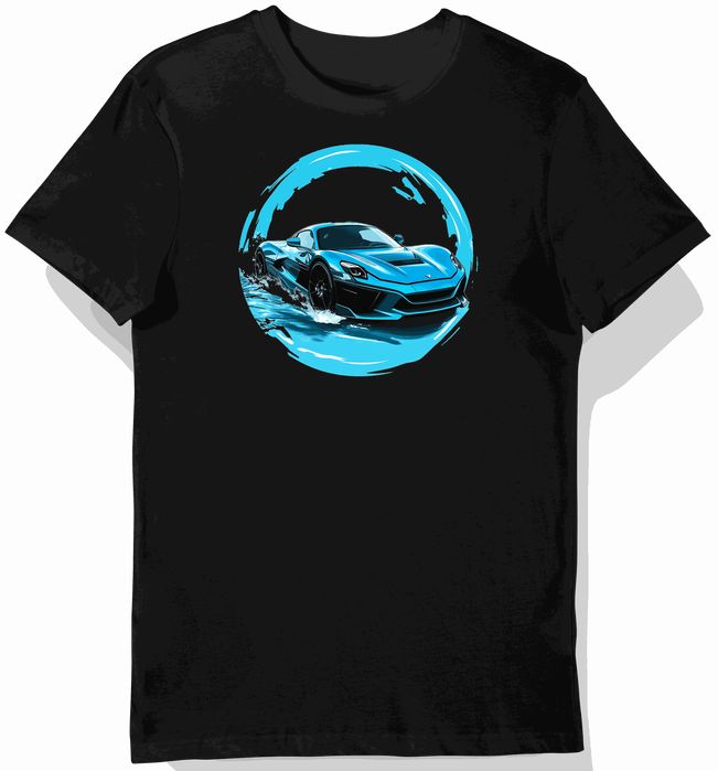 Koszulka męska czarna z Dynamiczną Grafiką Szybkiego Auta S
