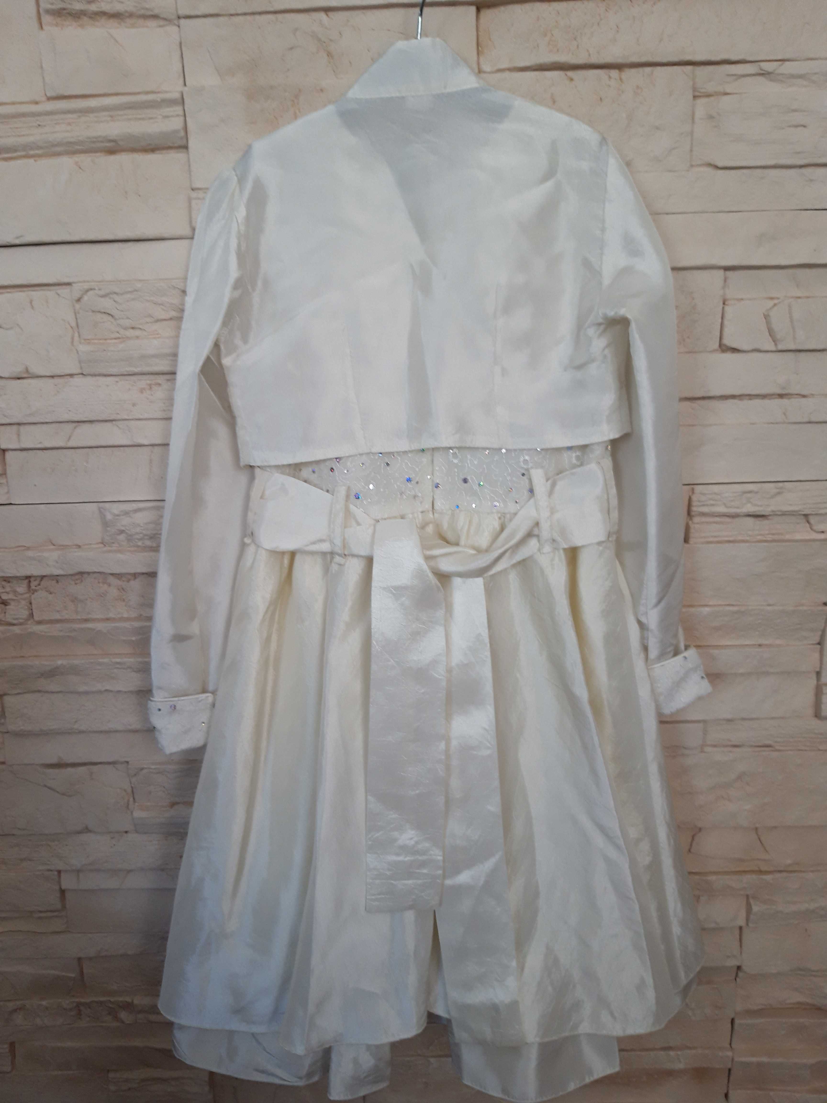 Sukienka materiałowa z bolerkiem r.128