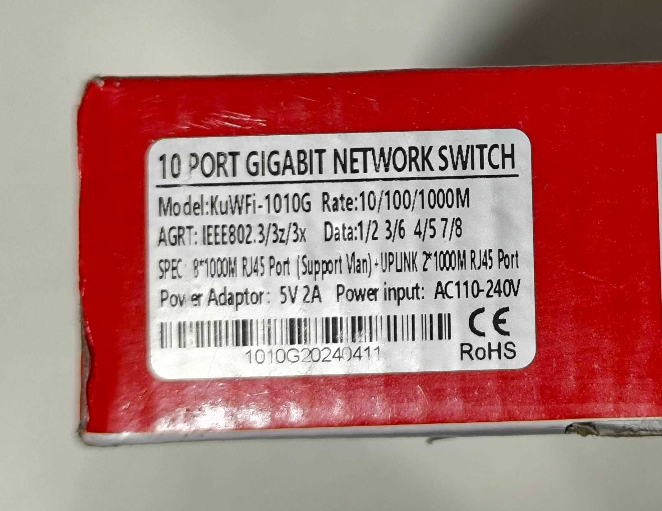 10-ти портовий Smart Gigabit Ethernet Network Switch  KF-1010G