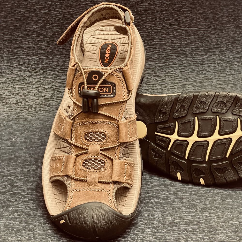 Trekingowe sandały sportowe lekkie wodoodporne skórzane