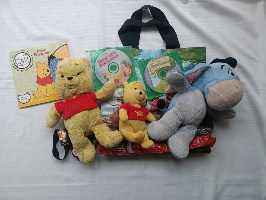 Kubuś Puchatek Audiobook, Ksiązka, Naklejki, Pluszaki ZESTAW